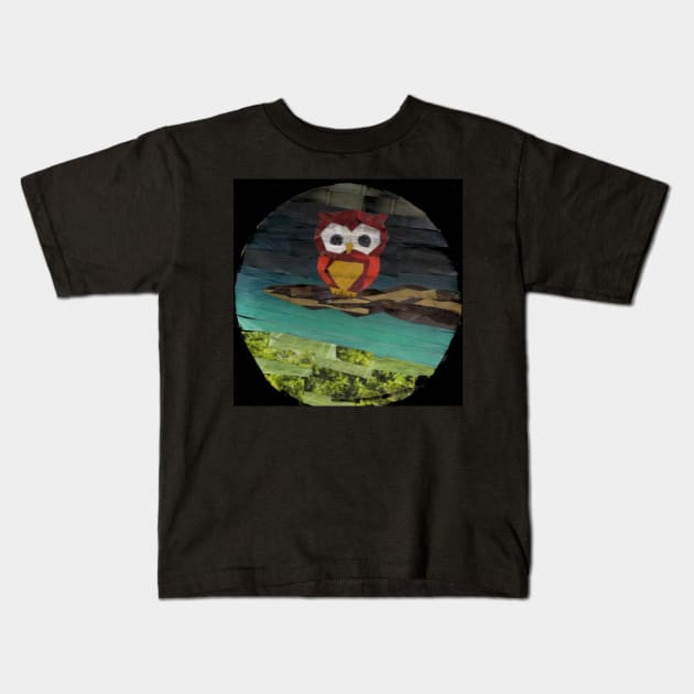 An Owl on A Branch Kids T-Shirt by cajunhusker